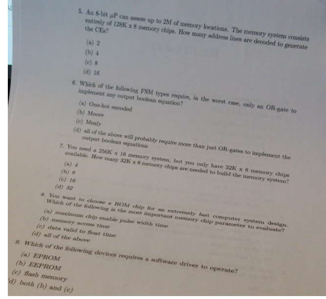 Solved 5. An 8-bit P can assess up to 2M of memory | Chegg.com