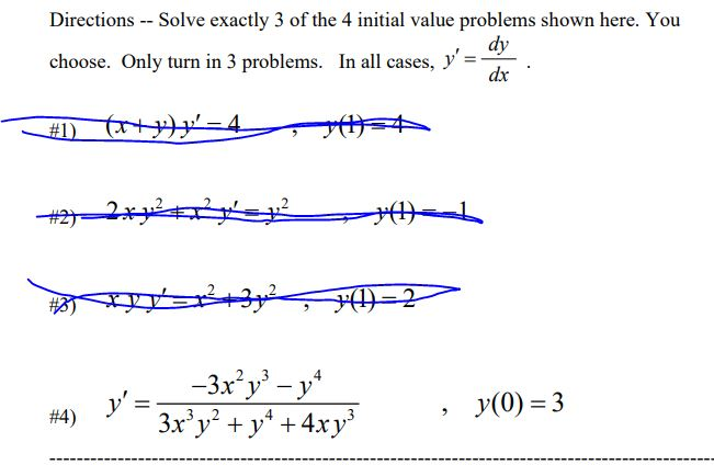 Solved Directions - Solve value problems shown here. You | Chegg.com