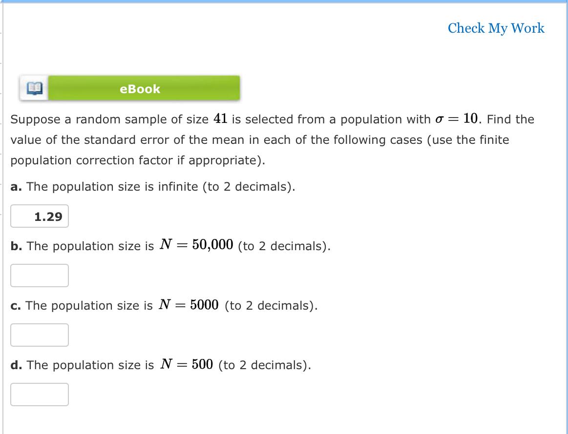 Solved Suppose a random sample of size 41 is selected from a | Chegg.com