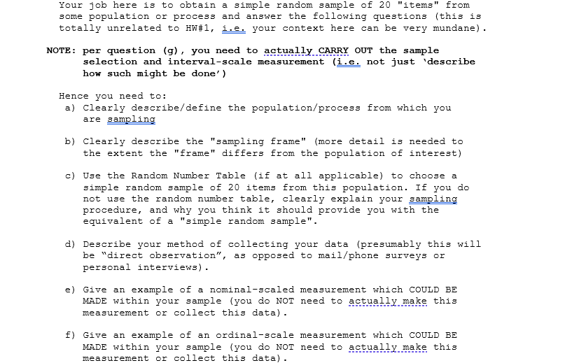 Your Job Here Is To Obtain A Simple Random Sample Chegg Com