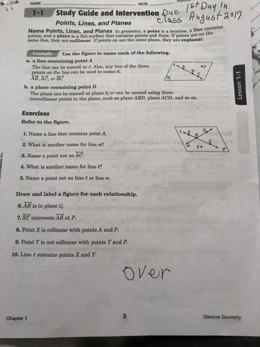 Solved Name Points Lines And Planes In Geometry A Point Chegg