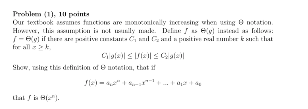 Solved Problem (1), 10 points Our textbook assumes functions | Chegg.com