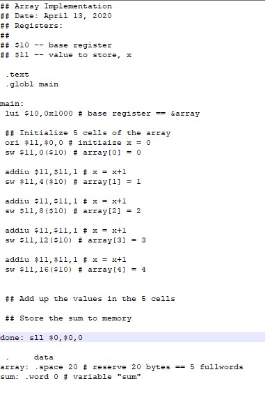 (In MIPS Assembly Language) I have the following code | Chegg.com