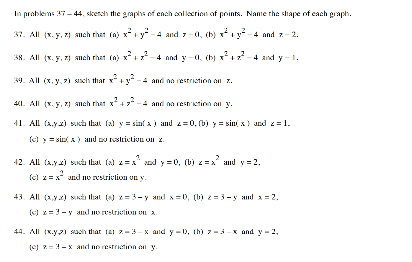 Solved In Problems 37 44 Sketch The Graphs Of Each Chegg Com