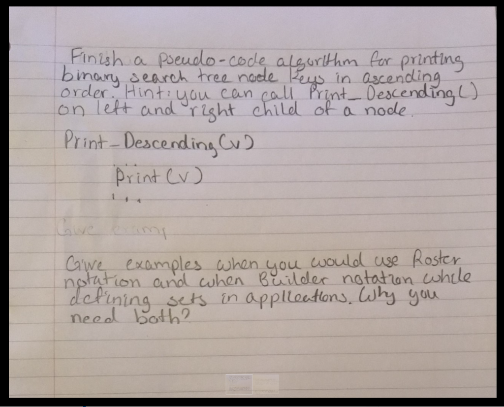 Solved Finish a pseudo-code algorithm for printing binary | Chegg.com