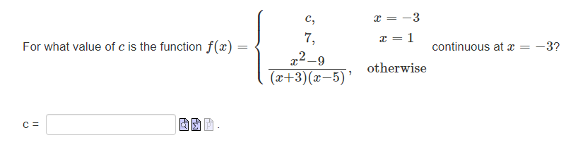 Solved For what value of c is the function | Chegg.com