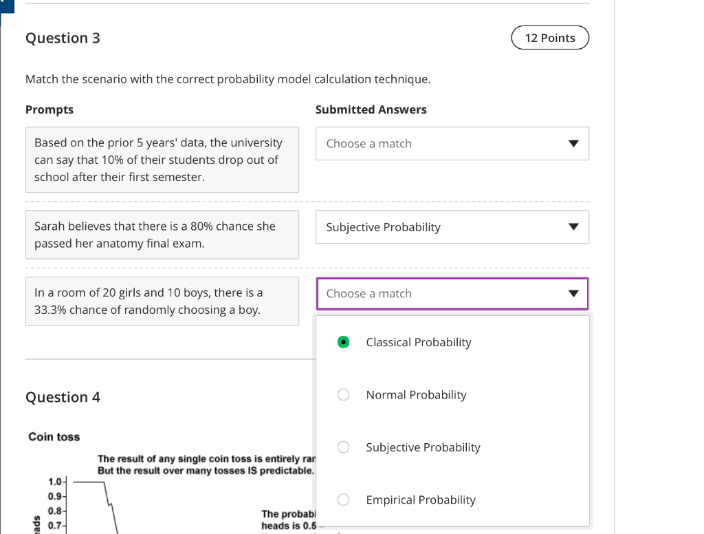 Solved Question 3 Match the scenario with the correct | Chegg.com