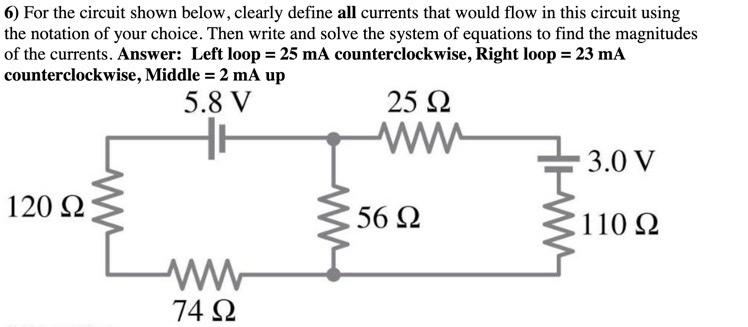 Solved 6) For the circuit shown below, clearly define all | Chegg.com