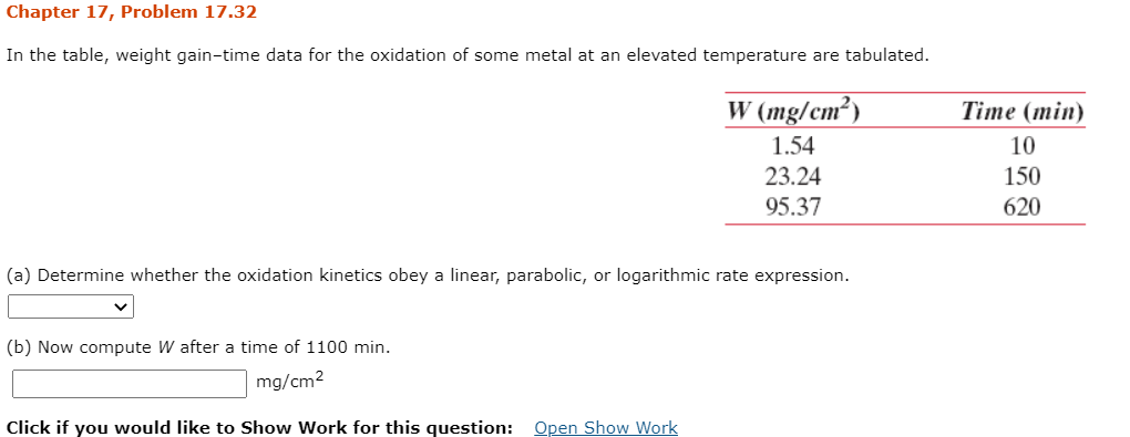 Solved Chapter 17, Problem 17.32 In the table, weight | Chegg.com