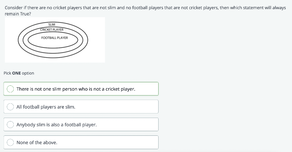 Consider if there are no cricket players that are not slim and no football players that are not cricket players, then which s