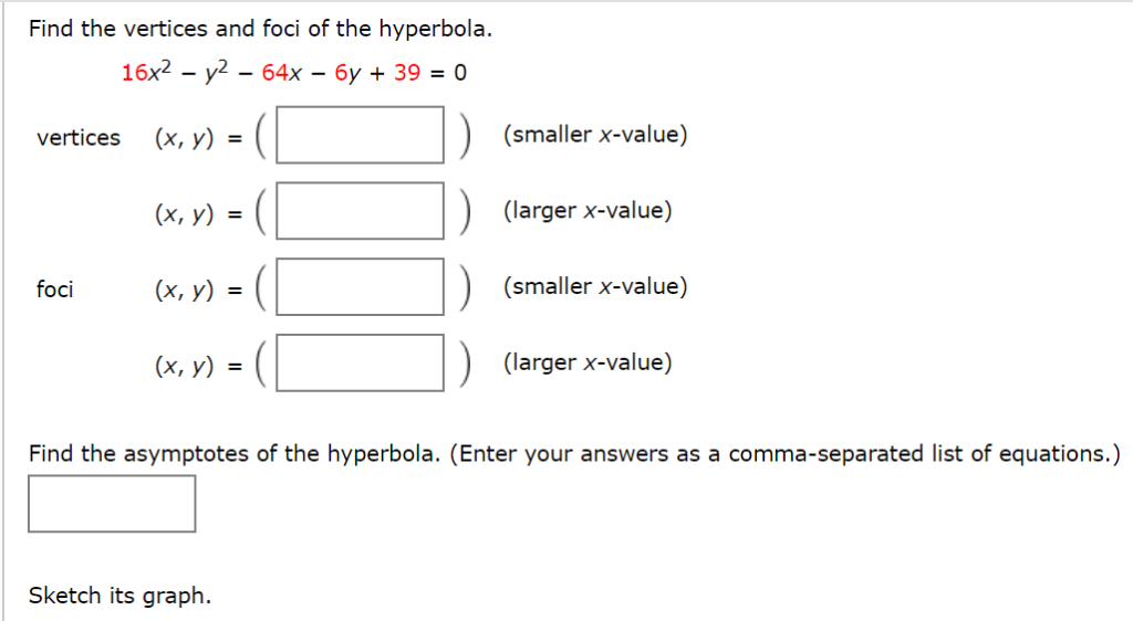 find the foci of the hyperbola with vertices 0 6