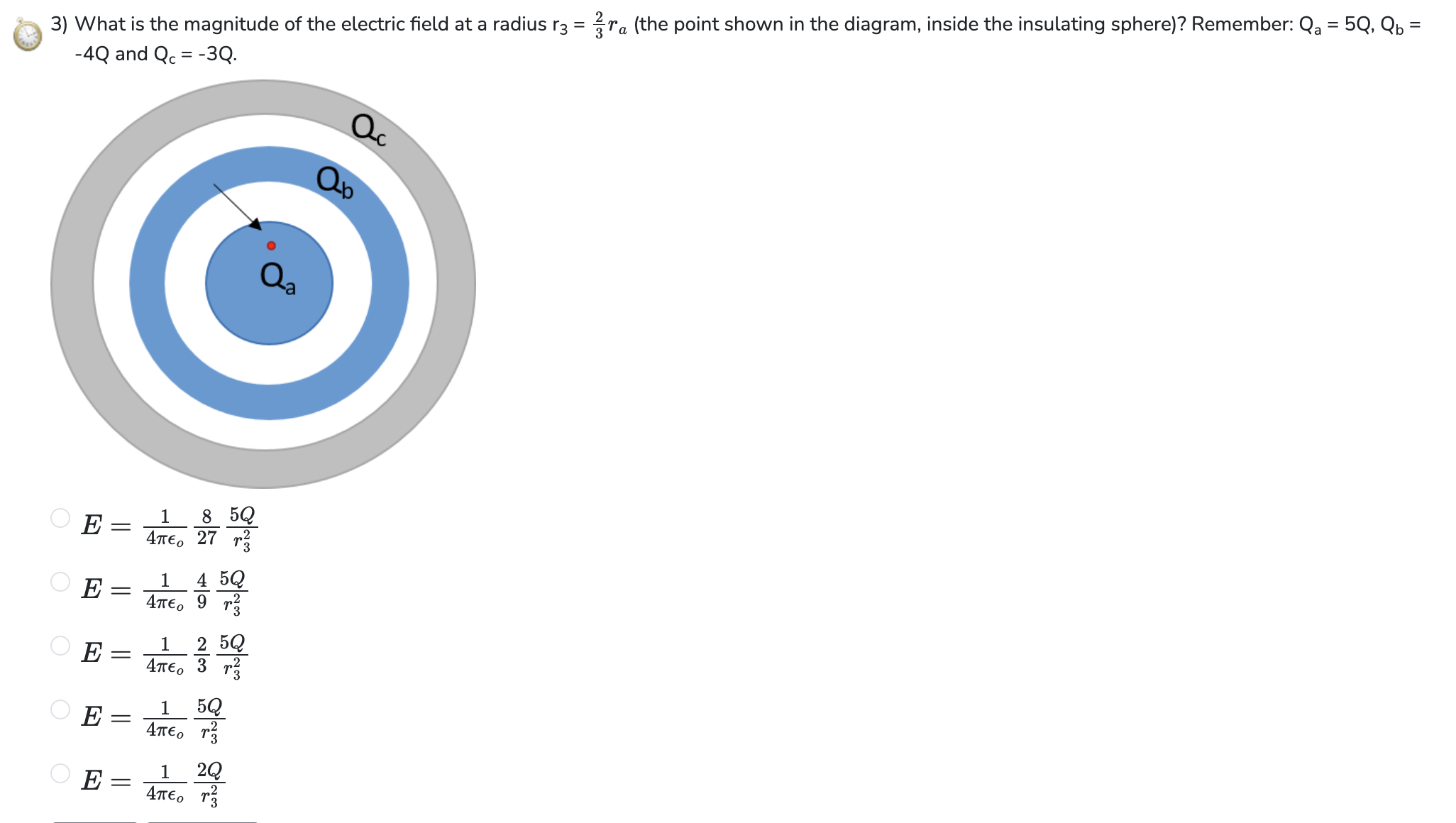 Solved 3) What is the magnitude of the electric field at a | Chegg.com