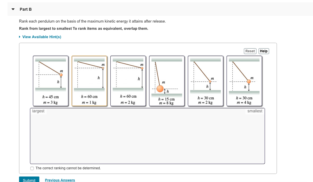 Solved Part B Rank Each Pendulum On The Basis Of The Maximum | Chegg.com