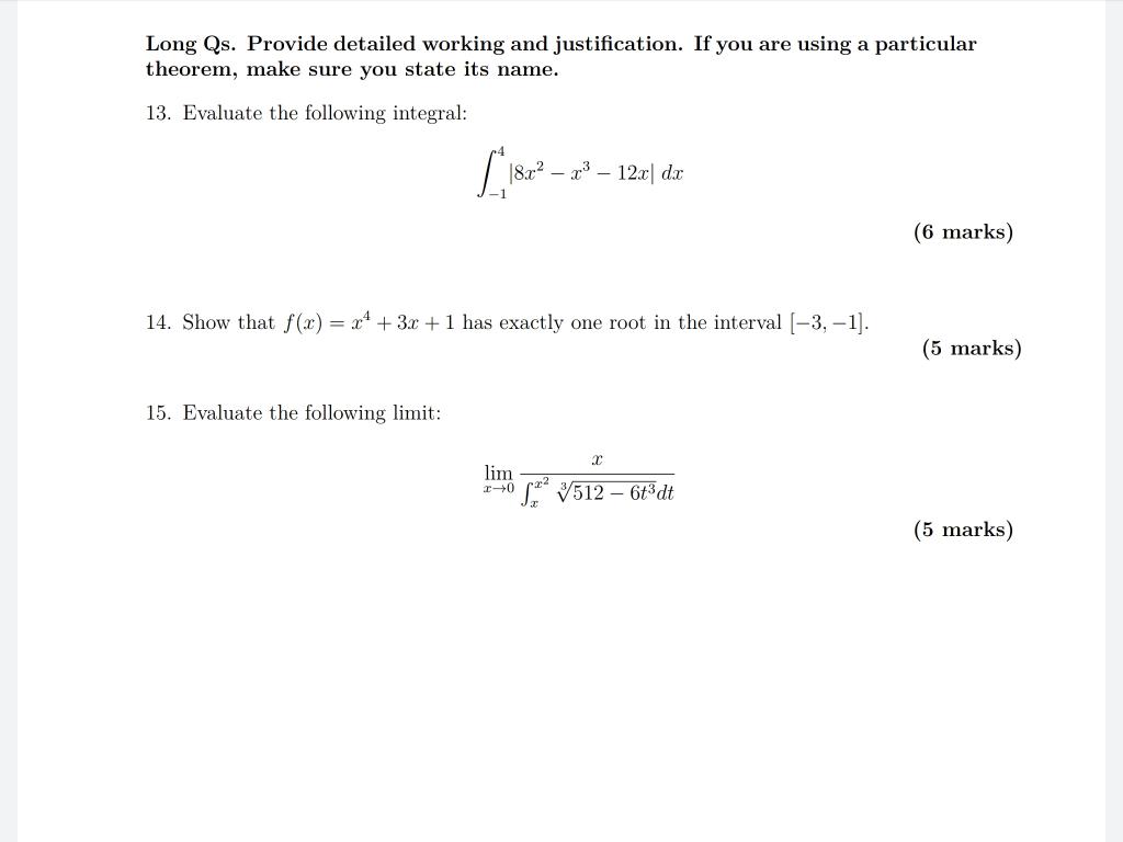Solved Long Qs. Provide detailed working and justification. | Chegg.com
