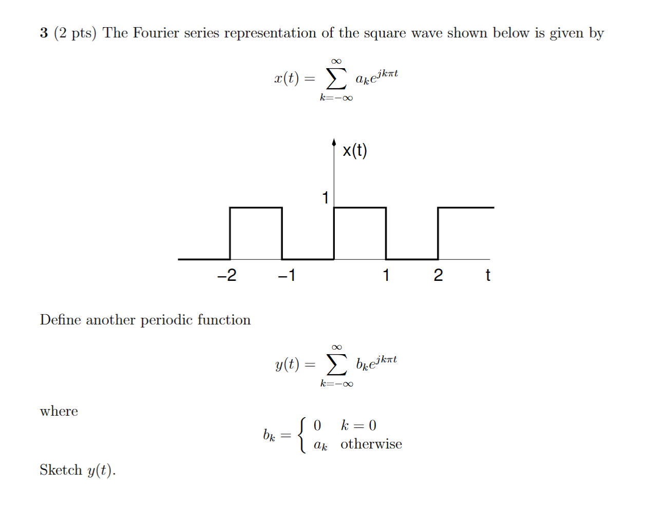 Solved 3 (2 pts) The Fourier series representation of the | Chegg.com