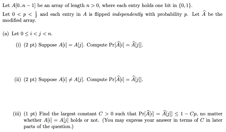 Let A 0 N 1 Be An Array Of Length N 0 Where Chegg Com