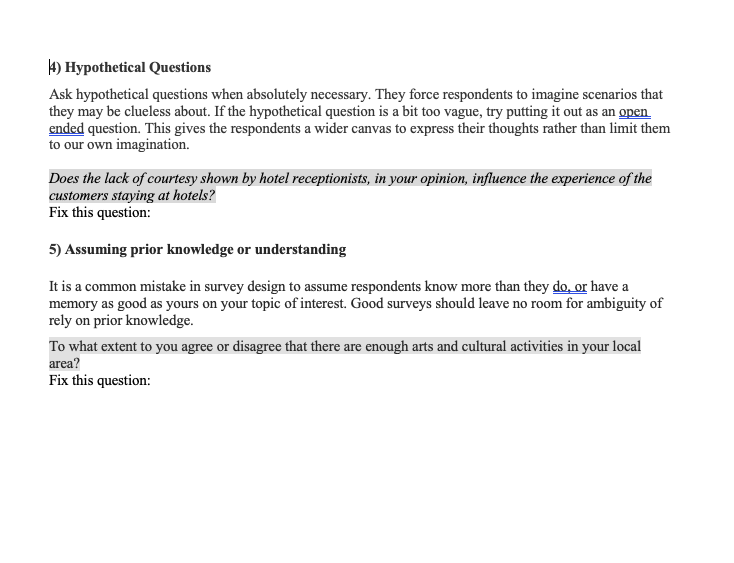 Solved Examples: Leading question Bad question: Should | Chegg.com