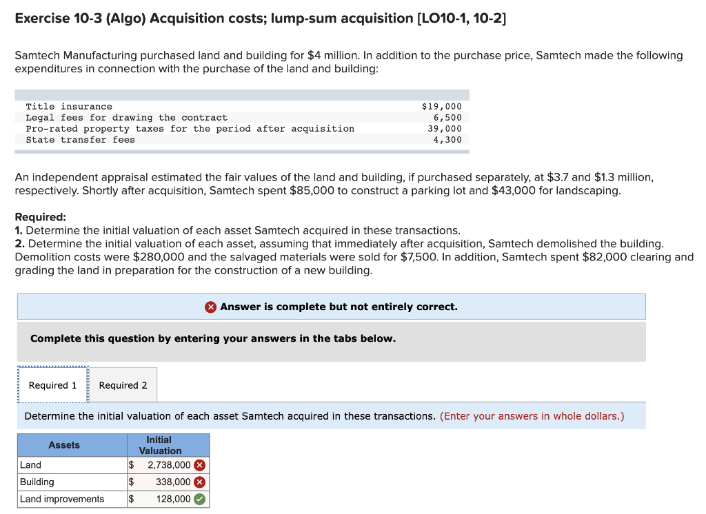 Solved Exercise 103 (Algo) Acquisition costs; lumpsum