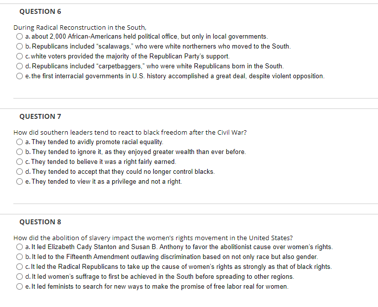 U.S. History  Radical Reconstruction 