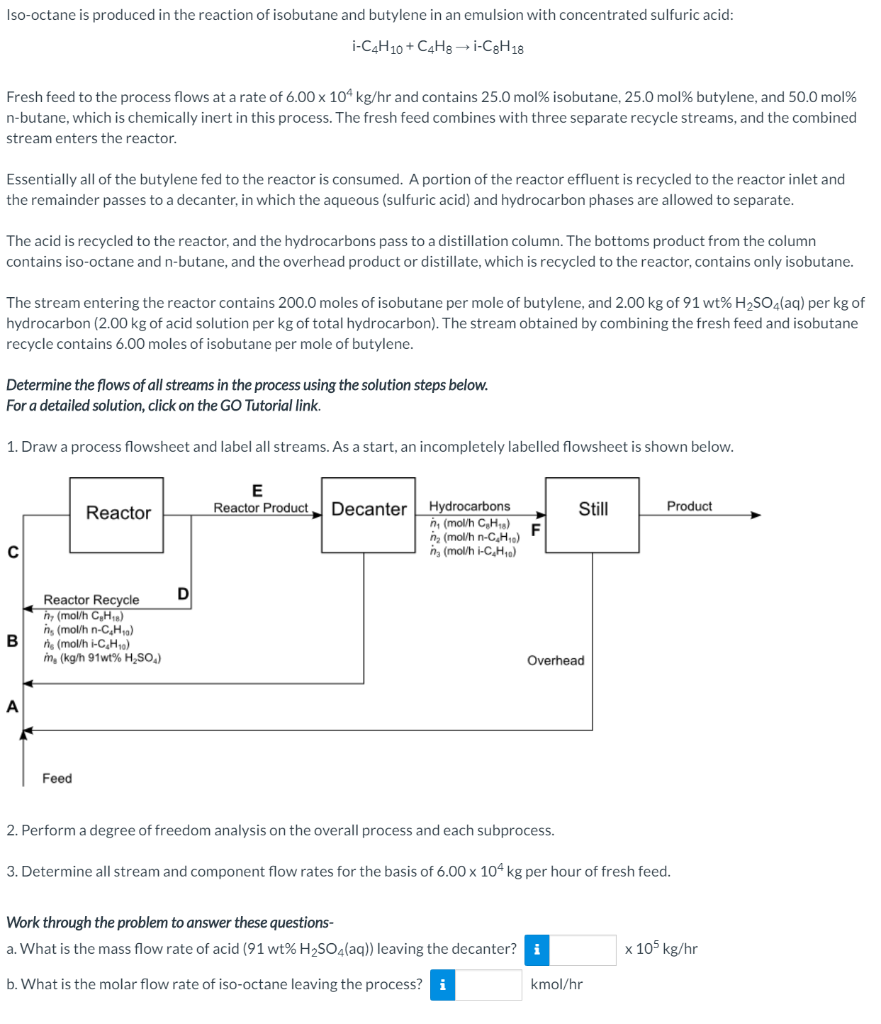 Solved Iso Octane Is Produced In The Reaction Of Isobutan Chegg Com