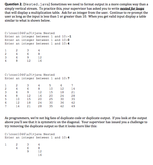 Solved Question 2. (Nested.java) Sometimes we need to format | Chegg.com