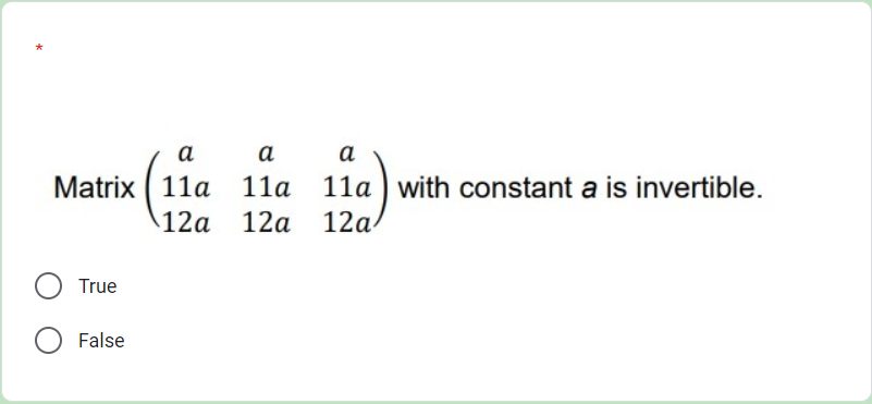Solved a a α Matrix ( 11a 11a 11a) with constant a is | Chegg.com