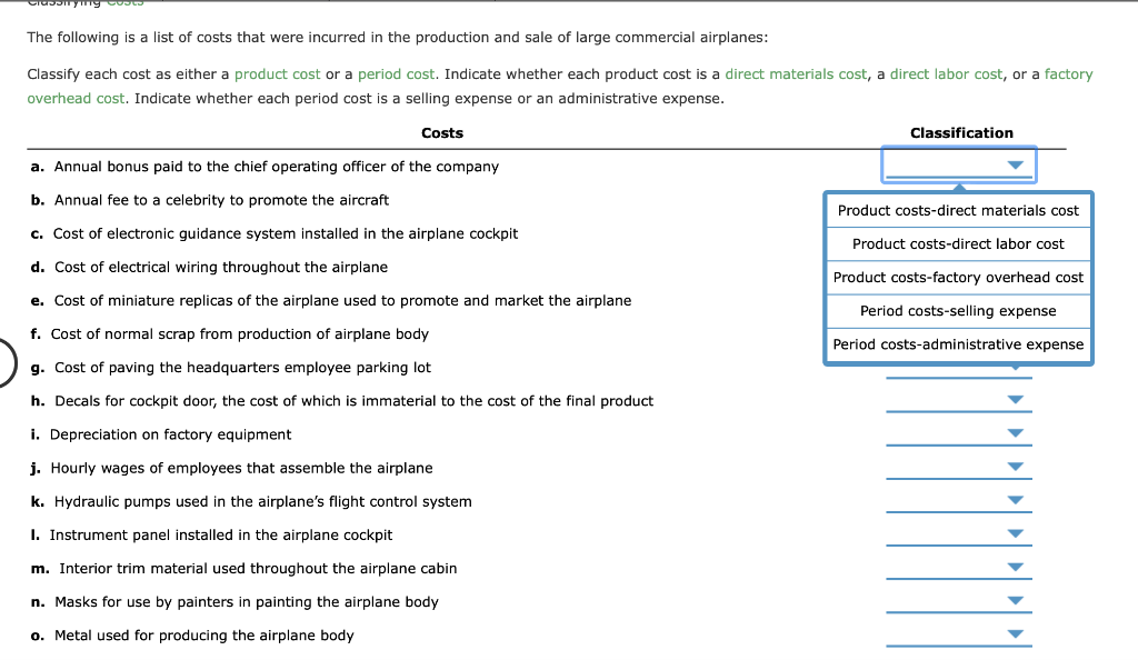 solved-classifying-costs-the-following-is-a-list-of-costs-chegg