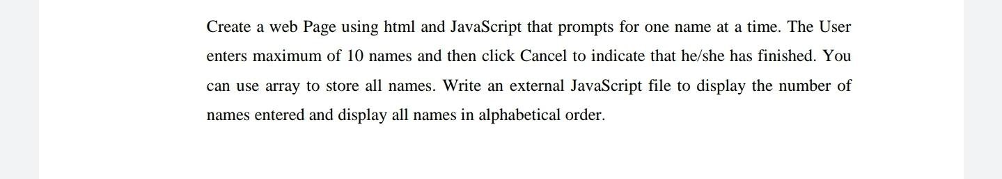 Solved Create a web Page using html and JavaScript that | Chegg.com