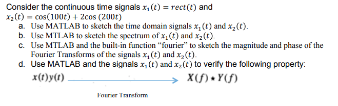 Solved Consider the continuous time signals xi(t) = rect(t) | Chegg.com