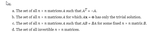 Solved un Exercises 3-4, use the Subspace Test to determine | Chegg.com