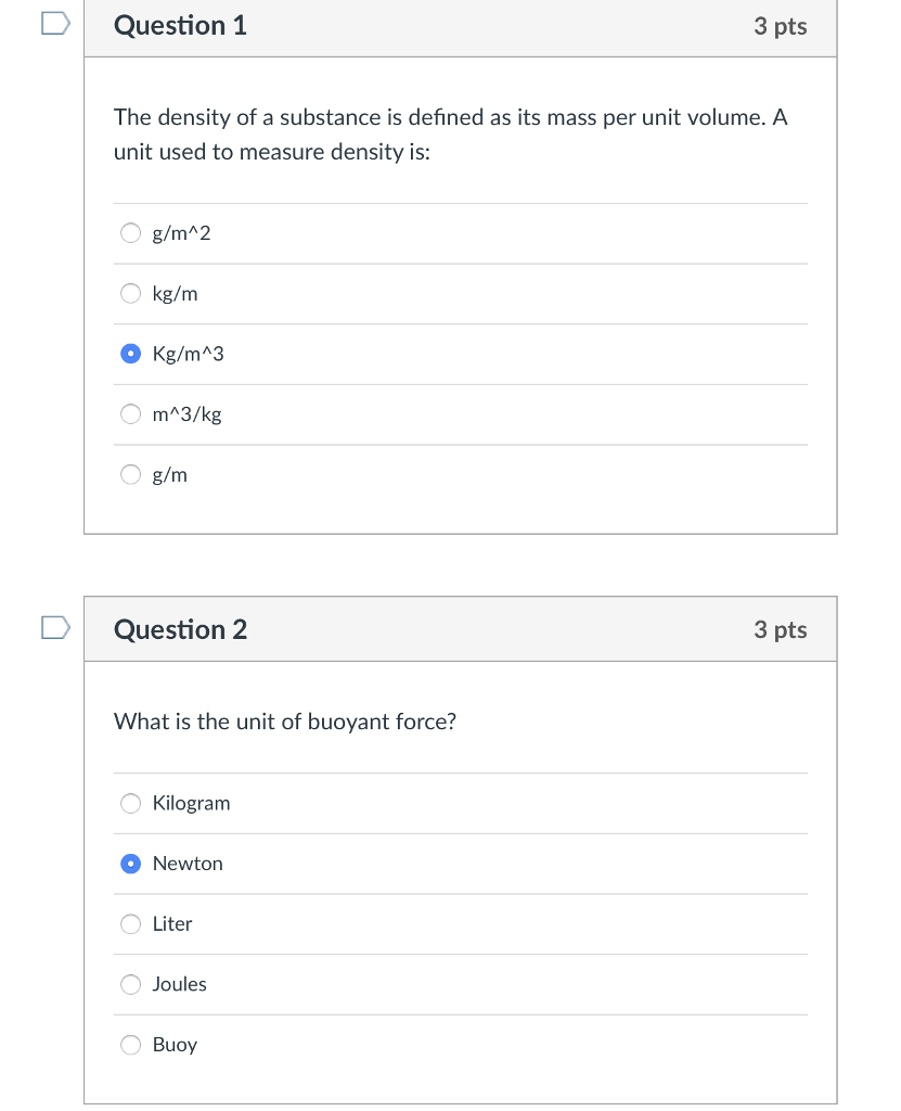 Solved Question 1 3 pts The density of a substance is | Chegg.com