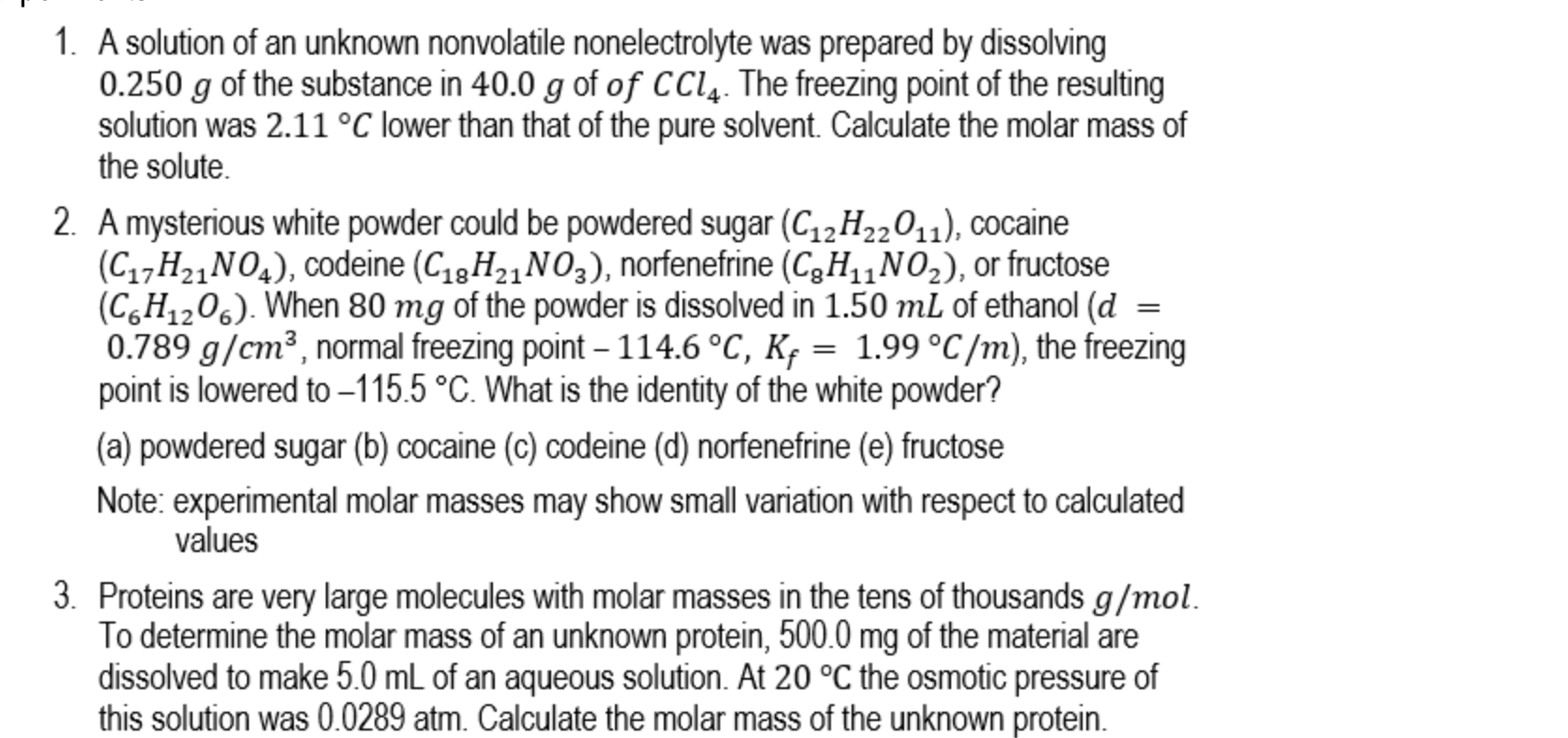 Solved 1. A solution of an unknown nonvolatile | Chegg.com