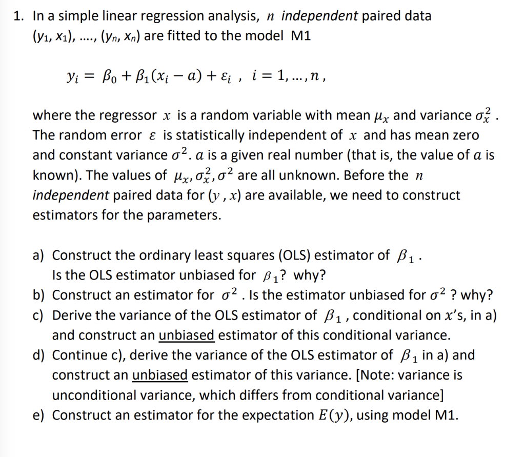 Solved 1. In a simple linear regression analysis, n | Chegg.com