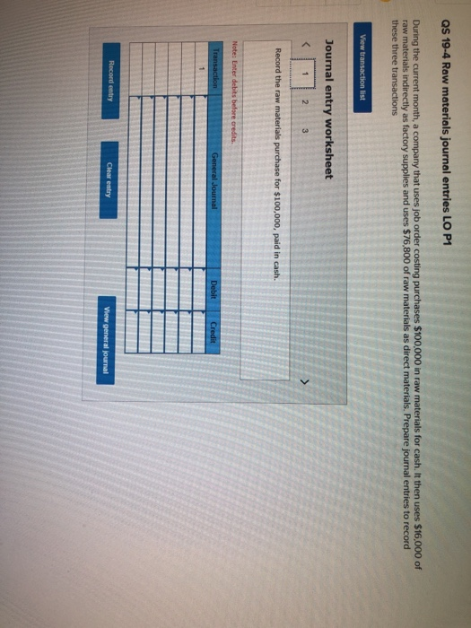 Solved QS 194 Raw materials journal entries LO P 1 During