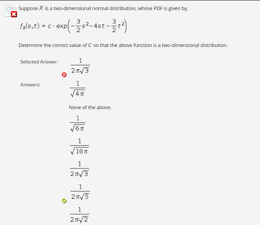 Solved Suppose X is a twodimensional normal distribution,