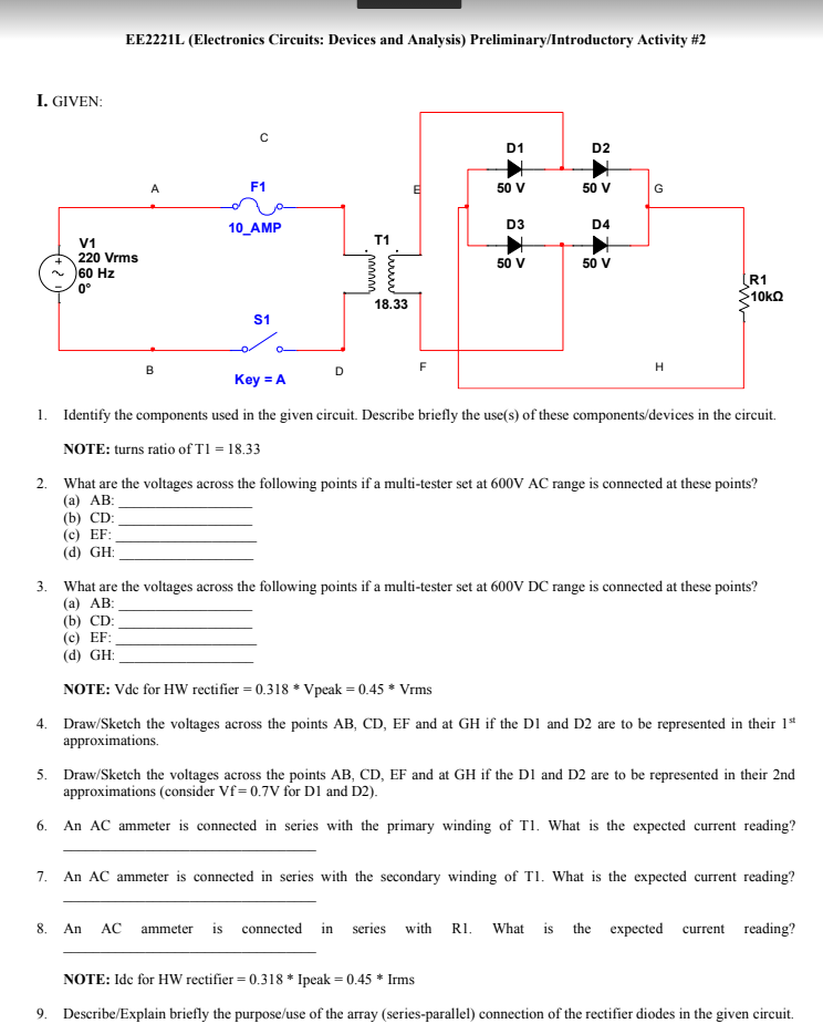 Solved EE2221L (Electronics Circuits: Devices and Analysis) | Chegg.com