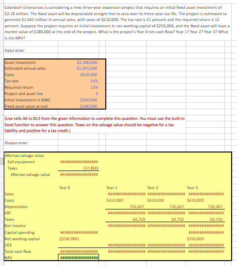 Solved Please use excel functions in answer, fill out the | Chegg.com