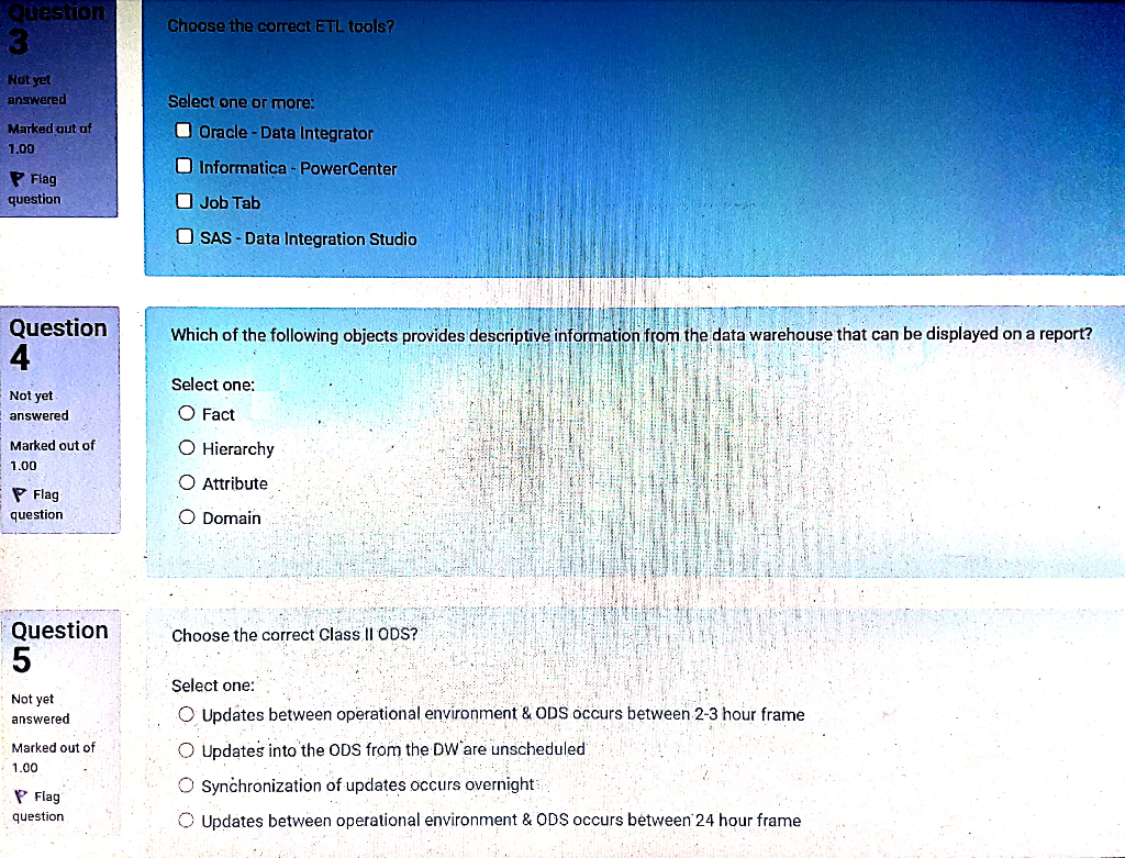 Solved Question 1 Which is not a data cleaning step in ETL | Chegg.com