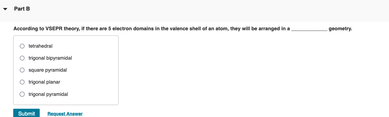 Solved Part B According To VSEPR Theory, If There Are 5 | Chegg.com