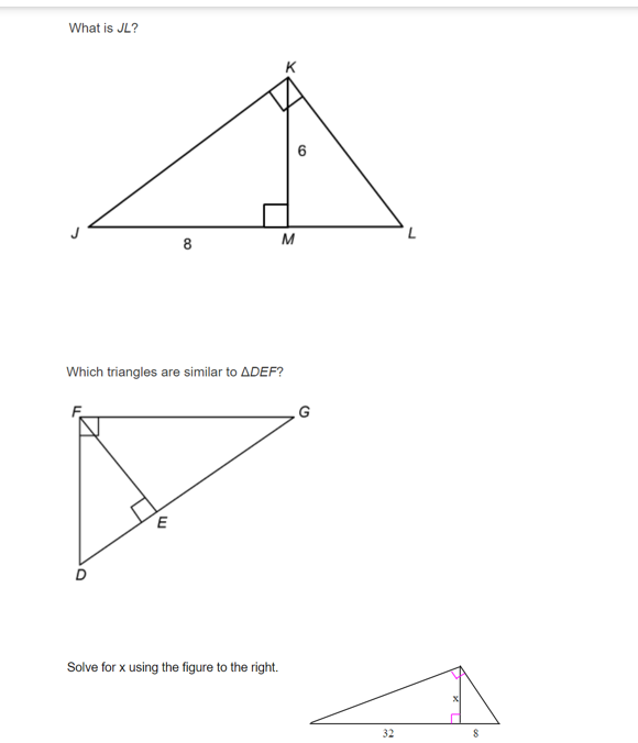Solved What is AC ?What is JL ? Which triangles are similar | Chegg.com