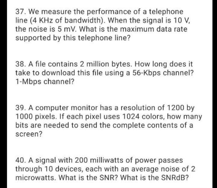 Solved 37. We measure the performance of a telephone line (4