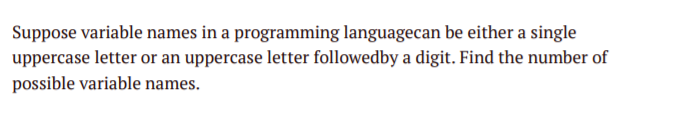 Solved Suppose variable names in a programming languagecan | Chegg.com