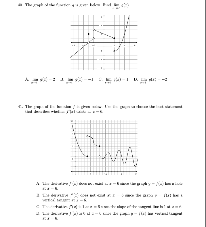 Solved 40. The graph of the function g is given below. Find | Chegg.com
