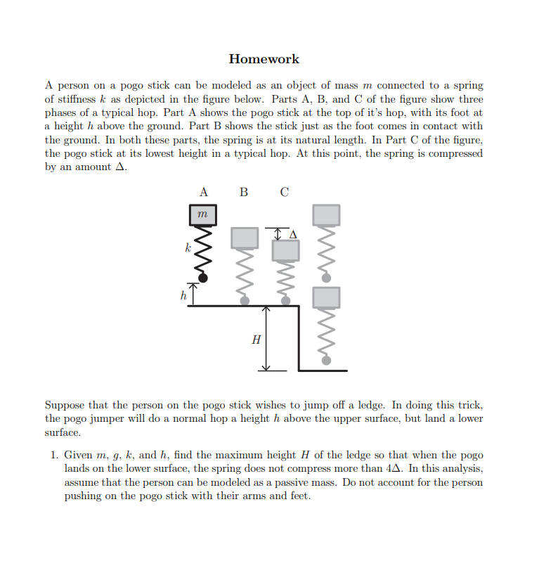 Solved A person on a pogo stick can be modeled as an object