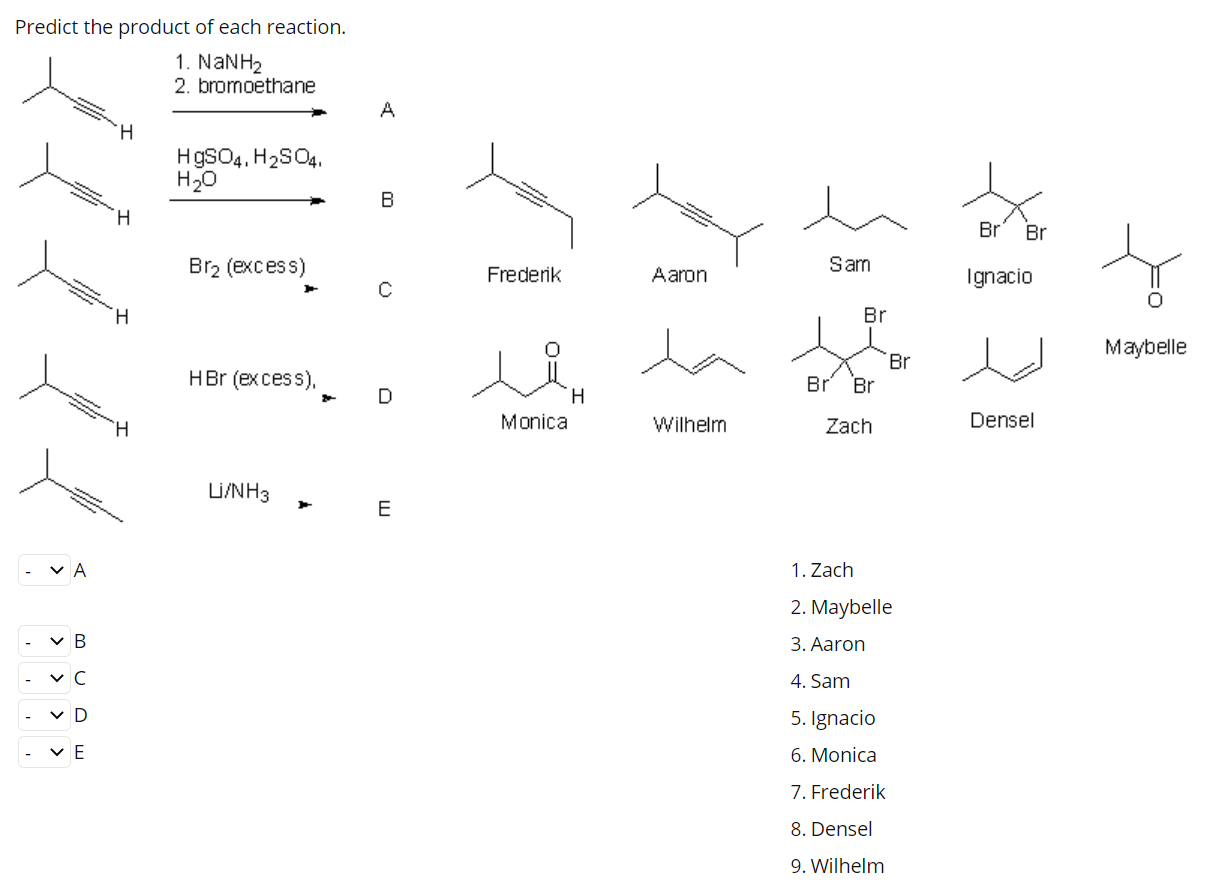 Solved Predict The Product Of Each Reaction 1 Nanh2 2 5764