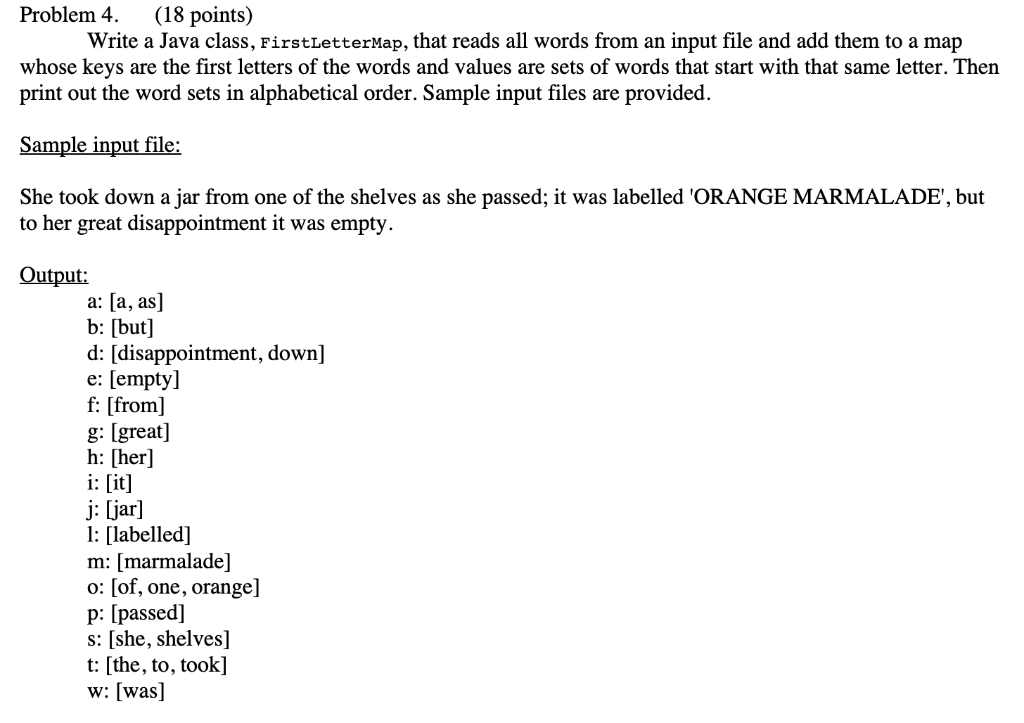 Solved Problem 4. (18 points) Write a Java class, | Chegg.com