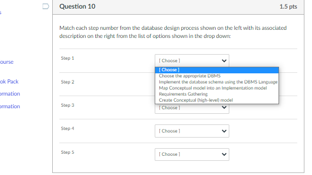 Solved U Question 10 1.5 pts Match each step number from the | Chegg.com