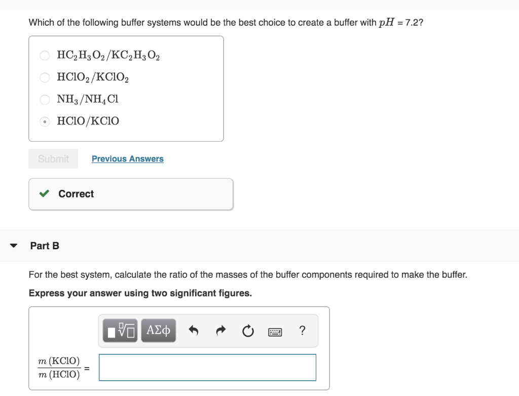 Solved Which Of The Following Buffer Systems Would Be The | Chegg.com