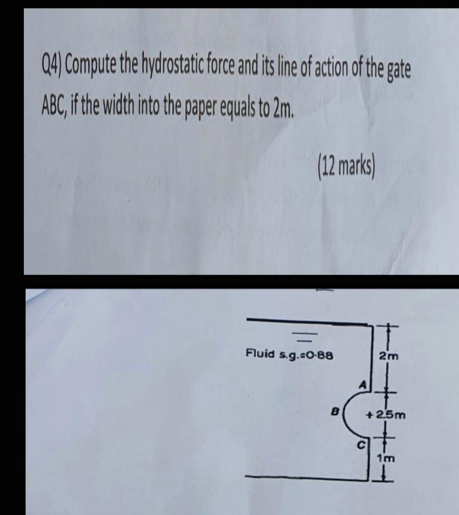 Solved 04) Compute The Hydrostatic Force And Its Line Of | Chegg.com