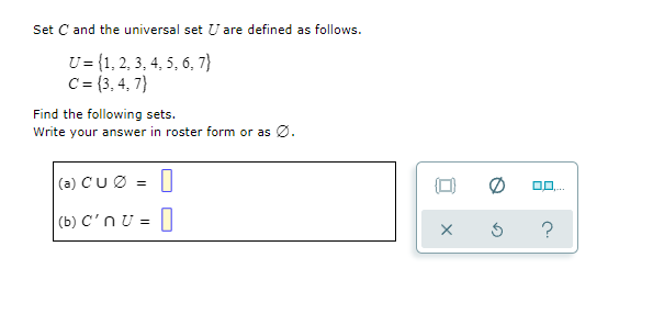 Solved Set C and the universal set U are defined as follows. | Chegg.com